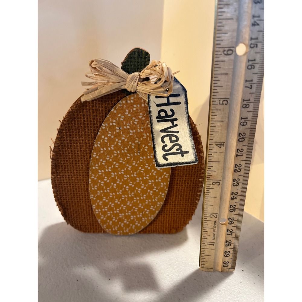 Rustic Wood Burlap Pumpkin Harvest Tabletop Decor Fall Thanksgiving Farmhouse